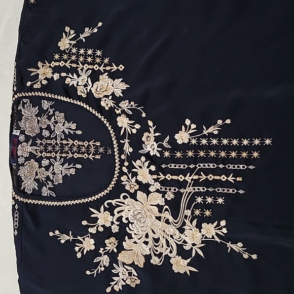 Johnny Was Black Top with Gold Embroidery -SMALL - Picture 2 of 11